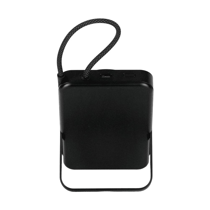 Eclipse Magnetic Power Bank 10000mAh - A black magnetic power bank with a looped strap, featuring two ports for charging devices.