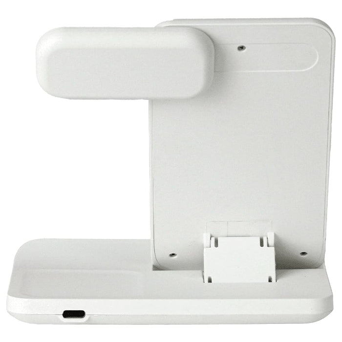 Axis 3 in 1 Wireless Charger - A white 3-in-1 wireless charger with a detachable section and a compact design. It features a logo on its surface.