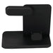 Axis 3 in 1 Wireless Charger - A black 3-in-1 wireless charger stand with a vertical holder for devices and a base for charging.