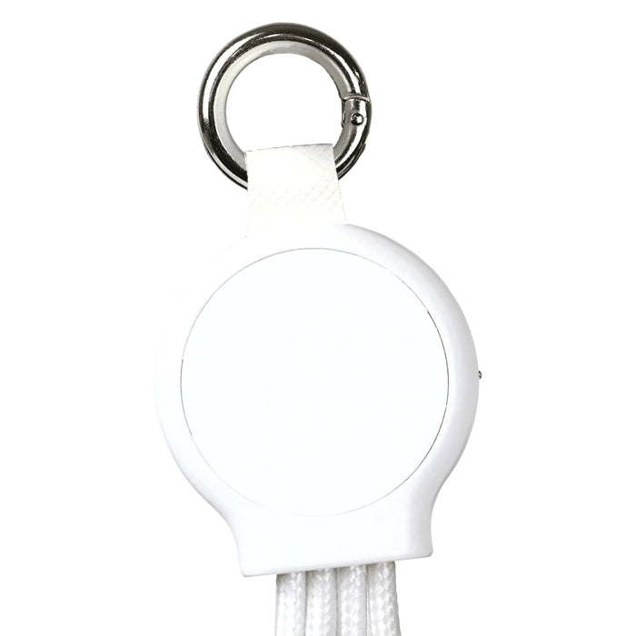 6-in-1 Multi Charging Cable - A white 6-in-1 multi charging cable with a keyring attachment. The cable features multiple connectors for various devices.