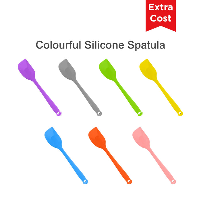 3-Section Dog Enrichment Lick Mat - A collection of colourful silicone spatulas in purple, grey, green, yellow, orange, and pink, featuring a logo.