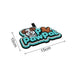 Custom Felt Hanging Tag - A custom felt hanging tag in turquoise, black, and brown, featuring a dog and the text "PawPal". Measures 15cm by 10cm.