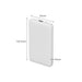 10000mAh Slim  Power Bank with Charging Cable - A white 10,000mAh slim power bank with charging cable, featuring a logo and measurements on display.