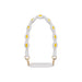 Woven Flower Tumbler Strap - A drink bottle strap in white and yellow, featuring a woven flower design and gold attachments.