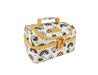 Sachi 'Style 235' Insulated Double Decker Lunch Bag - A double-decker insulated lunch bag in cream with floral and rainbow patterns, featuring bees and a logo.