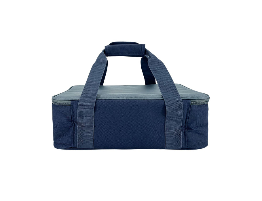 Sachi Insulated 'Cook & Carry' Bag - A navy insulated bag with two sturdy handles, designed for carrying food or drinks. Features a zip closure.
