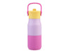 Oasis 400ml Insulated "JNR" Sipper Bottle - A drink bottle in purple, pink, and yellow, featuring a handle and a logo on the front.
