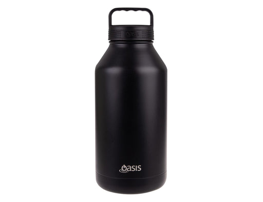 Oasis Titan 1.9L Vacuum Bottle - A drink bottle in matte black with a handle and a logo near the base.