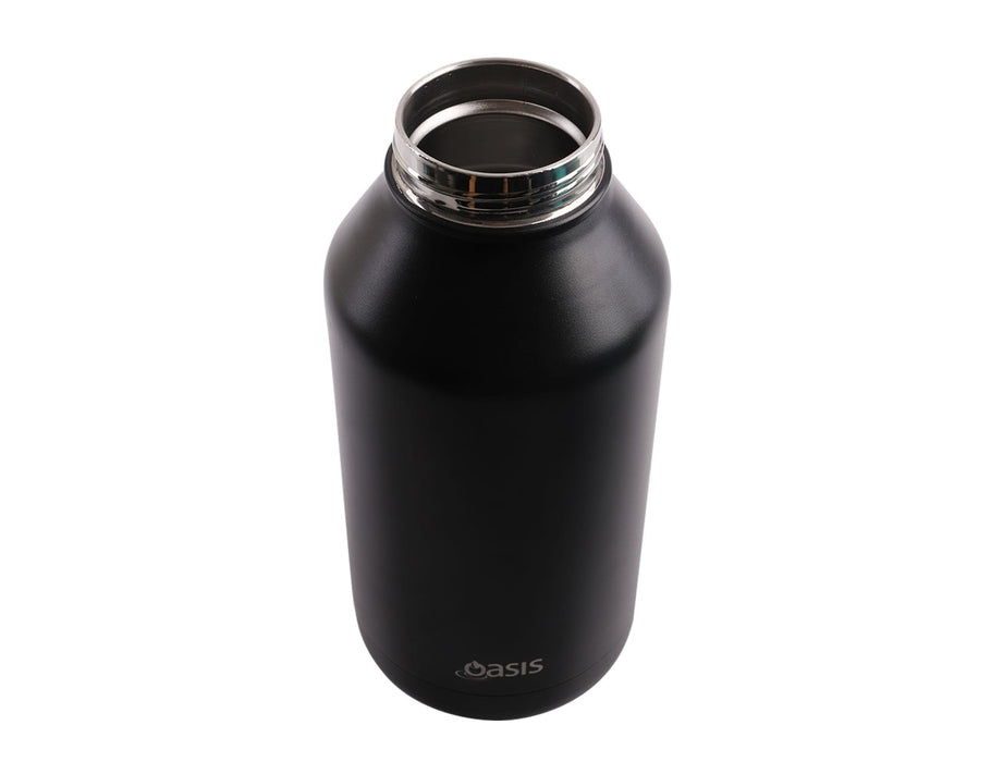 Oasis Titan 1.9L Vacuum Bottle - A drink bottle in matte black with a stainless steel neck, featuring a logo on the base.
