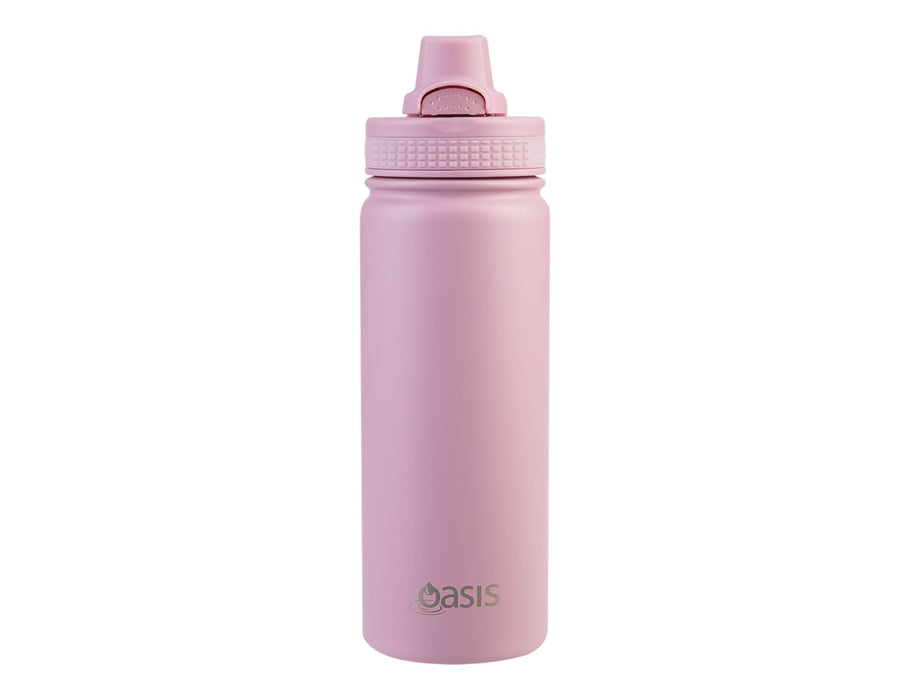 Oasis Challenger 550ml Vacuum Quick Release Cap Bottle - A drink bottle with a quick release cap, featuring a pink finish and a logo on the front.