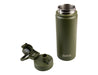 Oasis Challenger 550ml Vacuum Quick Release Cap Bottle - A drink bottle in olive green with a vacuum design and a quick-release cap. It features a logo on the body.