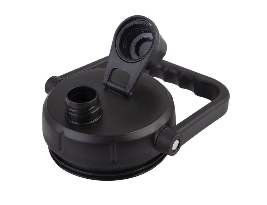 Oasis 2.1L Vacuum Carry Handle Jug - A drink bottle in black with a wide mouth, a carry handle, and a secure lid featuring a logo.