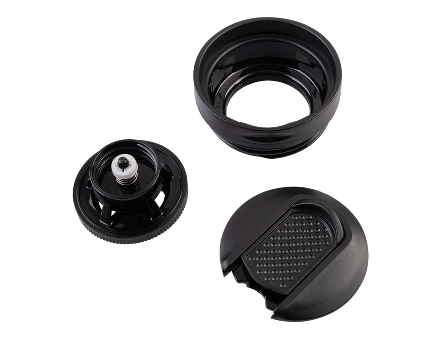 Oasis 300ml Insulated Leakproof Travel Cup - A drink bottle lid and components in black, featuring a textured grip and leakproof design. Includes an inner seal.