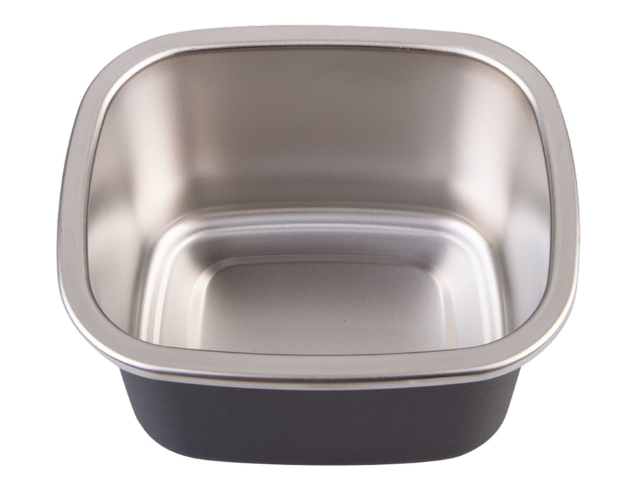 Oasis Microwave Safe Rectangular S/S Container 500ml - A stainless steel rectangular container with a black base, designed for microwave use, holding 500ml.