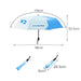 21'' Anti-rebound Folding Umbrella - An anti-rebound folding umbrella in blue and white, with dimensions and a logo displayed.