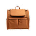 Pet Backpack Carrier with Expandable Design - A pet backpack carrier in a warm brown colour featuring an expandable design and multiple front pockets.