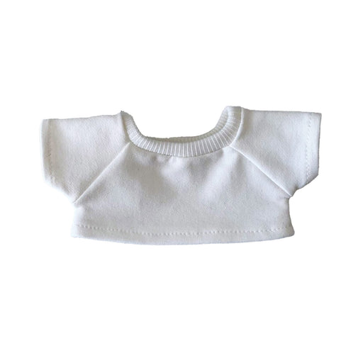 Plush Doll Basic T-Shirt - A white basic t-shirt for a plush doll, featuring a round neckline and short sleeves.