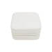 PU Leather Jewellery Box - A white PU leather jewellery box with a squared shape and zipper closure. It features a subtle texture and a logo.