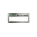 Reusable Metal Name Badge - A silver metal name badge with a blank area for a name and a logo in one corner.
