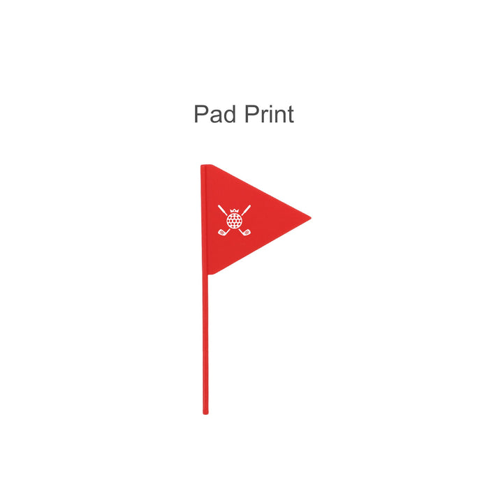 Golf Pen Gift Set - A red golf putting green flag with a simple design featuring crossed golf clubs and a ball.