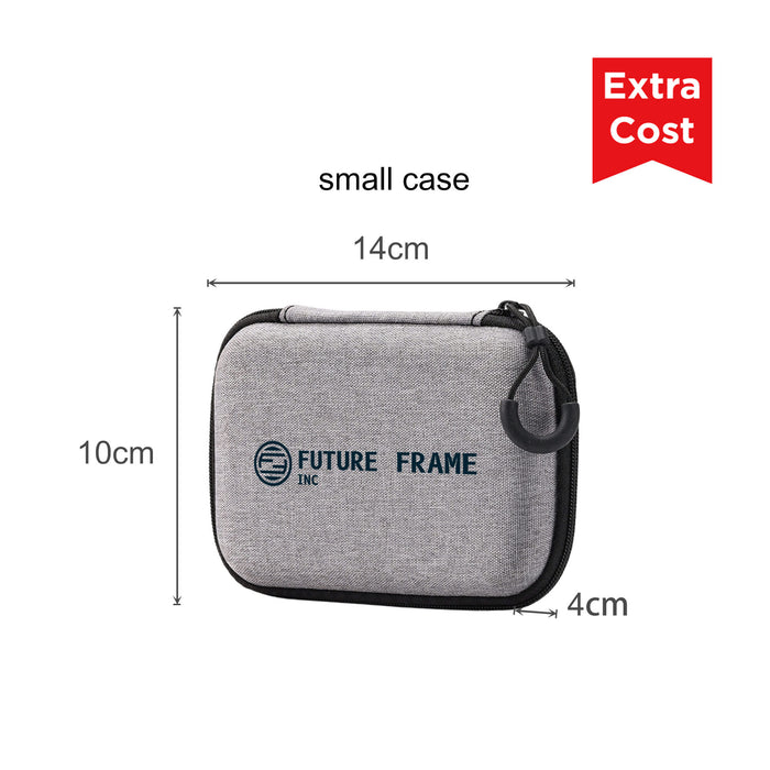 10000mAh Power Bank with Charging Cable - A small grey zippered case with dimensions 14cm x 10cm x 4cm, featuring a logo on the front.