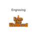 Custom Felt Logo Hanging Tag - A custom felt logo hanging tag in orange and black, featuring bold text and a loop for attachment.