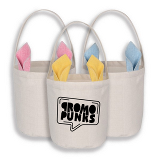 Linen Easter Bunny Rabbit Ear Design Bag Basket