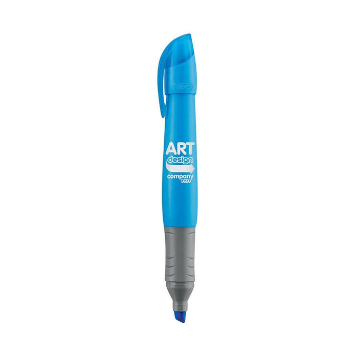 Brite Liner Grip Xl Pen - A blue Brite Liner Grip XL pen with a grey grip, featuring a branding logo on its body.