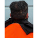 Cooling Towel - A person wearing an orange shirt with a black cooling towel tied around their neck, viewed from the back.