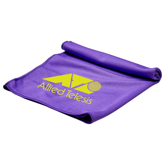 Cooling Towel - A purple cooling towel featuring a logo, neatly folded on a white background.