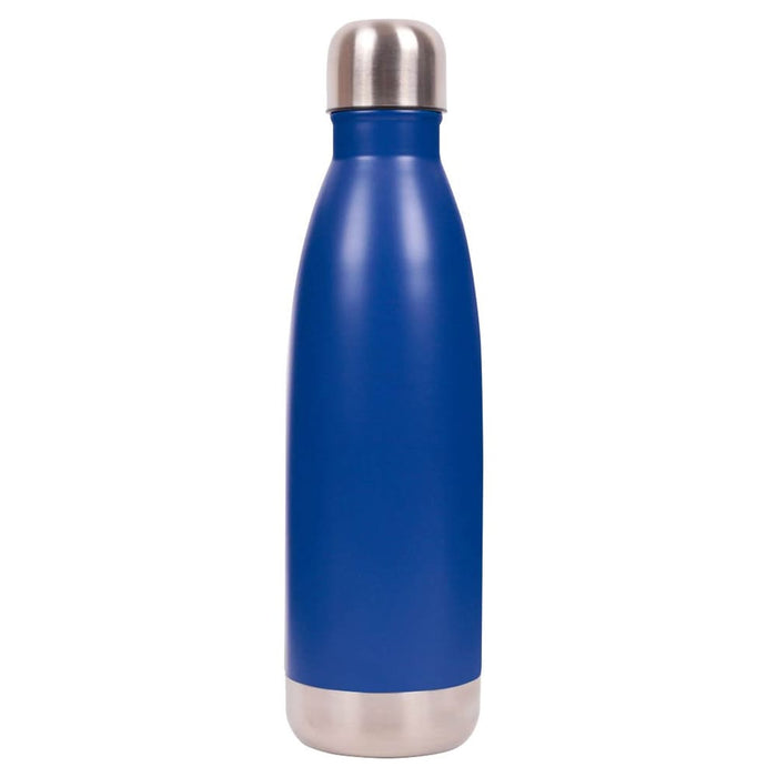 Classic 500ml Water Bottle - A drink bottle with a blue finish and a stainless steel cap, featuring a logo on the surface.