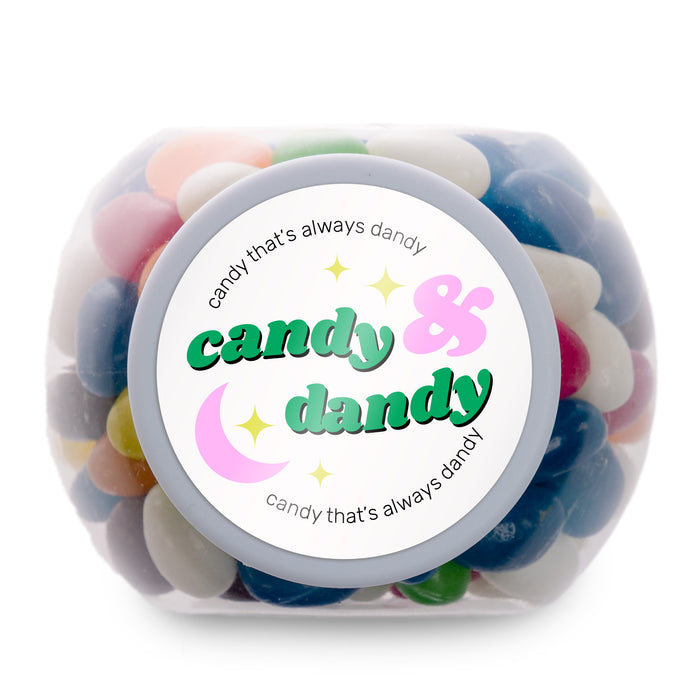 Assorted Colour Mini Jelly Beans in Container - Label Lid
