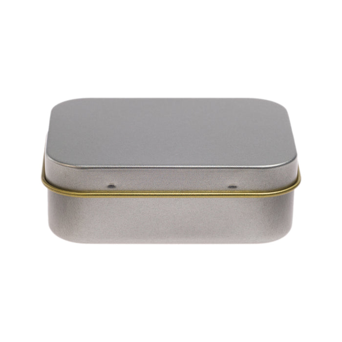 Silver Rectangular Tin - Side View