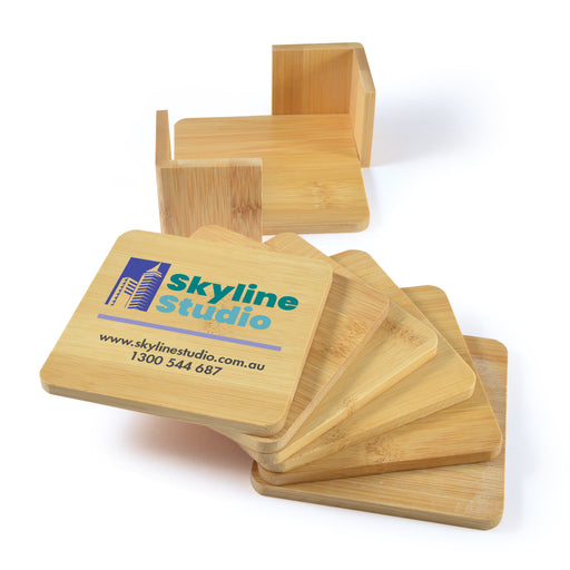 Tropic Bamboo Coasters Set of 6 - Custom Promotional Product
