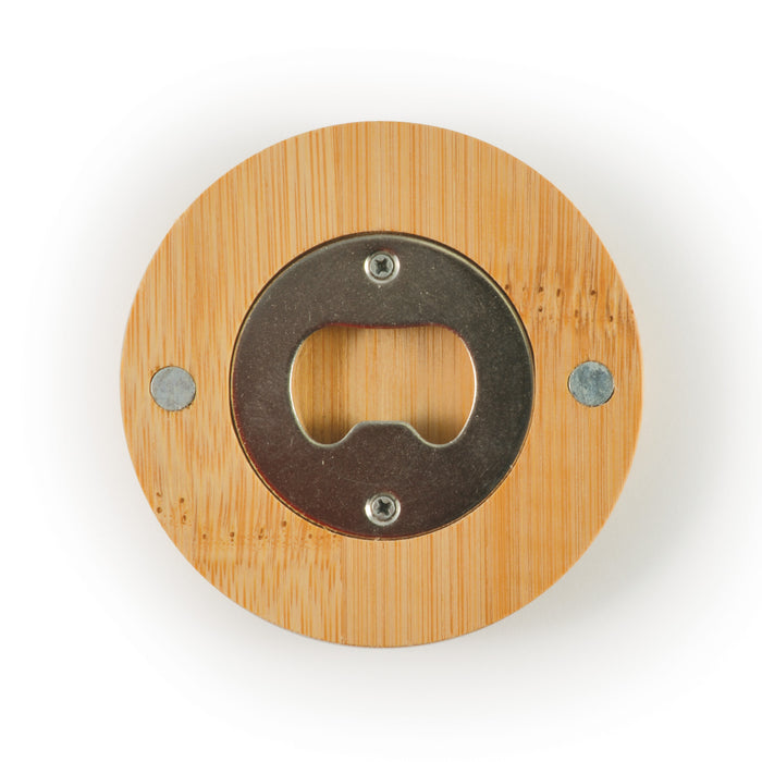 Discus Bamboo Bottle Opener Coaster - Custom Promotional Product
