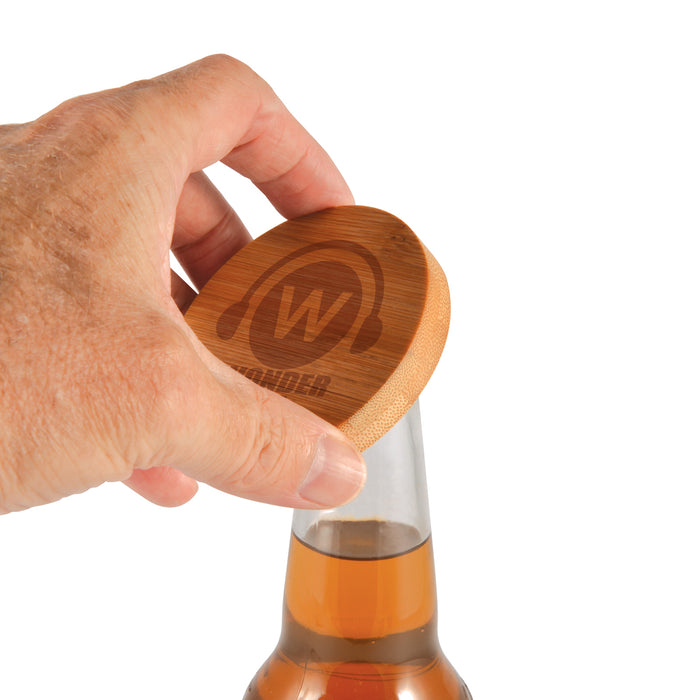 Discus Bamboo Bottle Opener Coaster - Custom Promotional Product