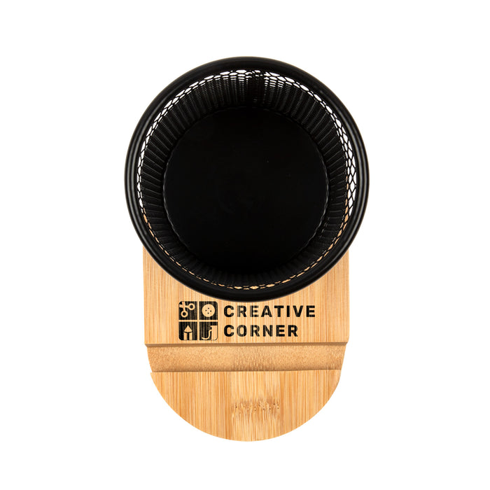 Bamboo Pen Tidy Phone Stand - Custom Promotional Product