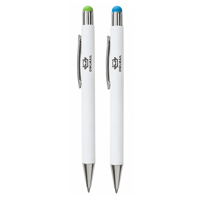 Vitra Pen - A set of two Vitra Pens featuring white bodies, one with a green tip and the other with a blue tip.