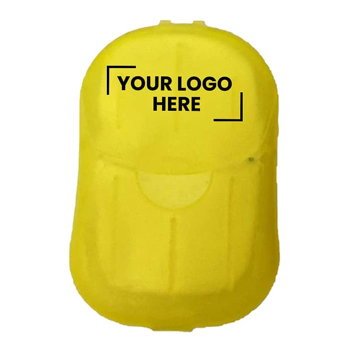 Soapy - A yellow drink bottle with a smooth surface and a logo area on the front.