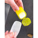Soapy - A yellow container holding a translucent soap-like product, with the lid partially open.