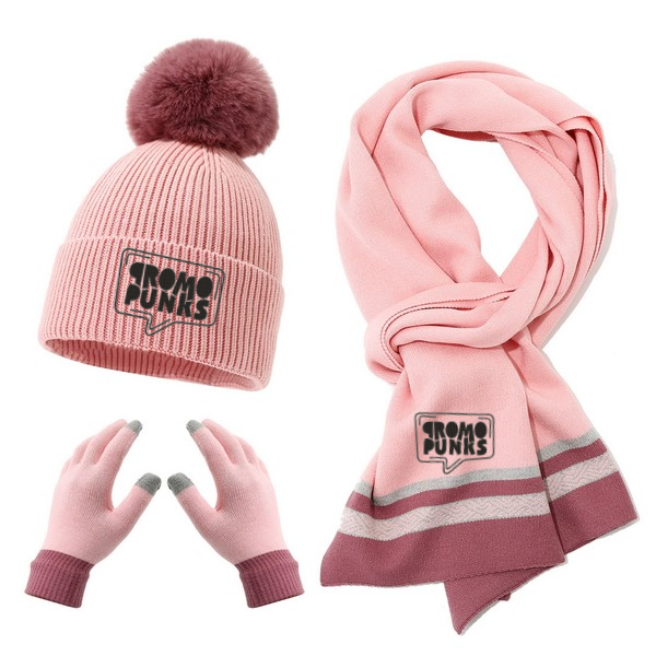 Premium Knit Beanie, Scarf & Glove Set