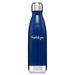 Classic 500ml Water Bottle - A drink bottle with a sleek navy blue design and a stainless steel top featuring a logo.