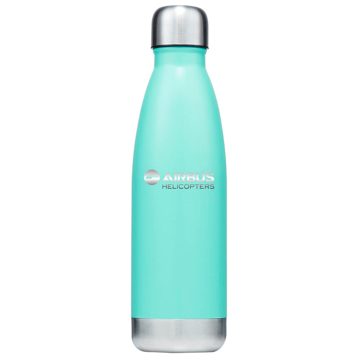Classic 500ml Water Bottle - A drink bottle in mint green with a stainless steel base, featuring a logo on the side.