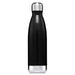 Classic 500ml Water Bottle - A drink bottle in black with a stainless steel top, featuring a sleek design and a logo.
