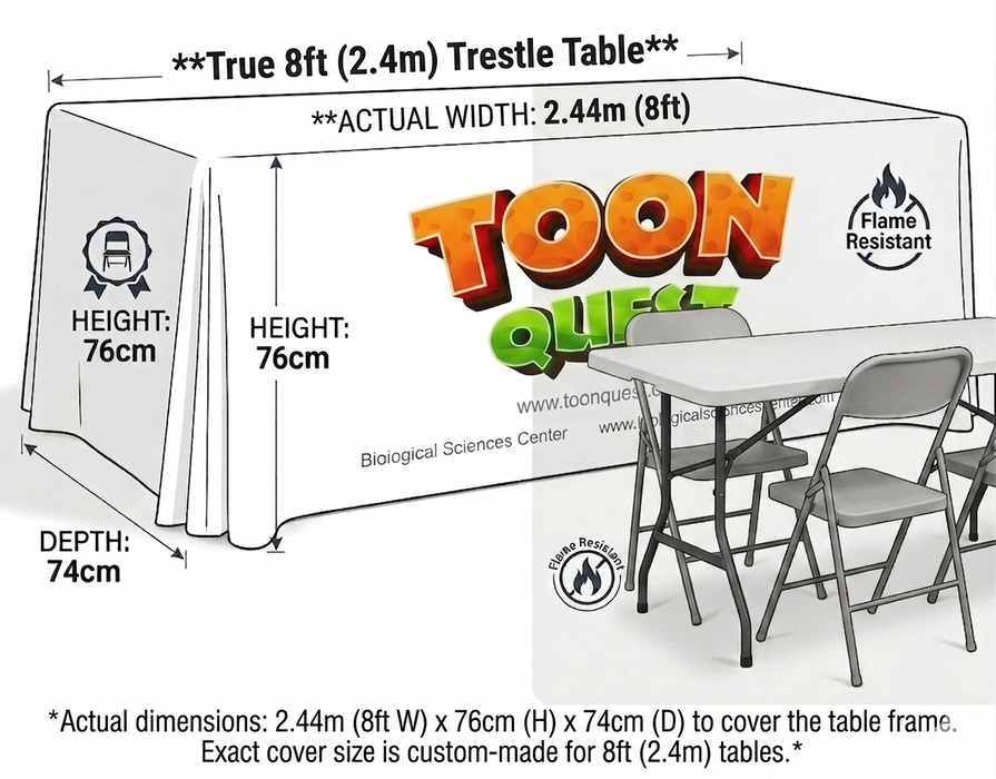 8ft (2.4m) Premium Draped Standard Table Cover