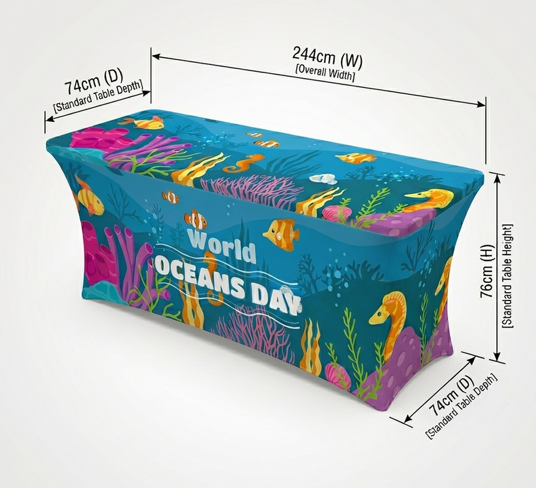 8ft (2.4m) Open Back Stretch Table Cover