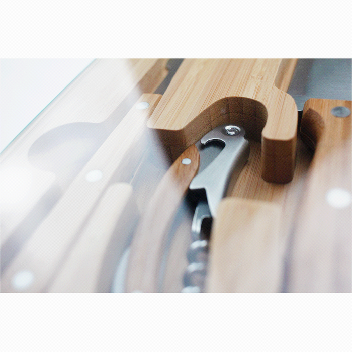 Trekk Oval Bamboo Glass Knife Set - Custom Promotional Product