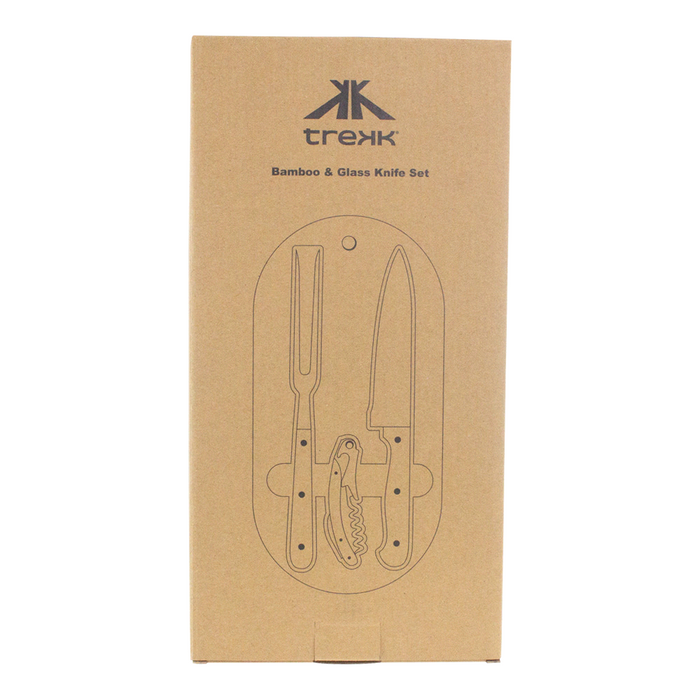 Trekk Oval Bamboo Glass Knife Set - Custom Promotional Product