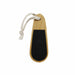 Bamboo Paddle Nail File - A bamboo paddle nail file featuring a black abrasive surface and a decorative rope loop.