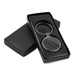 Anello Gunmetal Keychain - A gunmetal keychain presented in a black gift box, featuring a sleek, circular design.